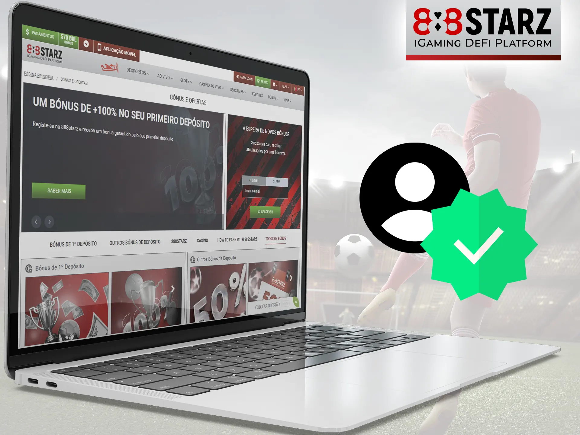 Verifique sua conta no 888Starz se quiser torná-la mais segura.